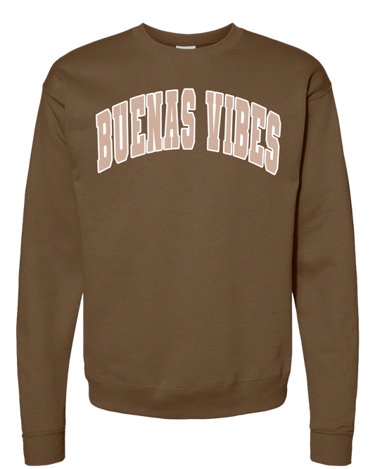 Buenas Vibes Varsity - Brown Crewneck