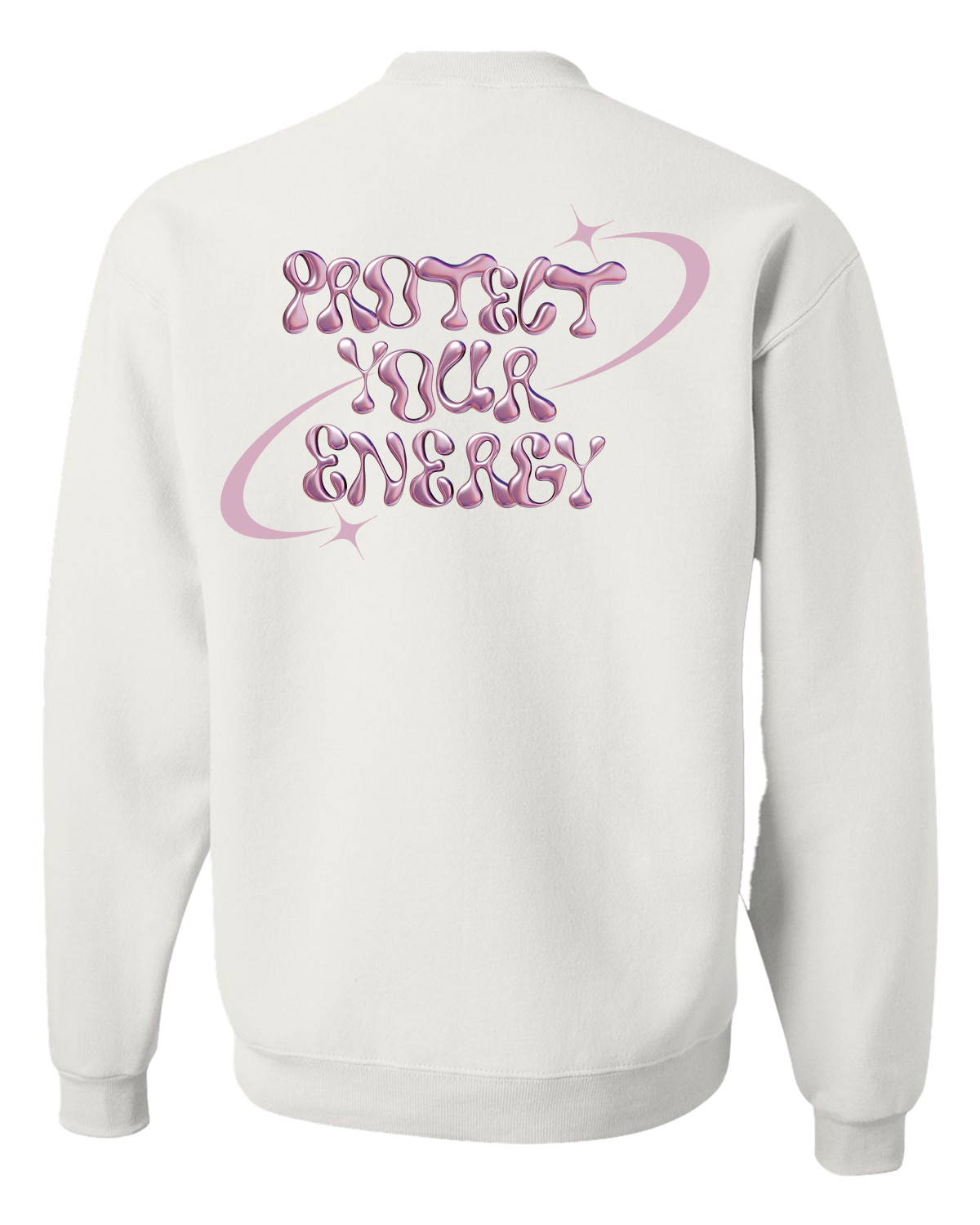 Protect Your Energy Metallic - White Crewneck