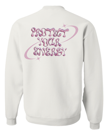 Protect Your Energy Metallic - White Crewneck