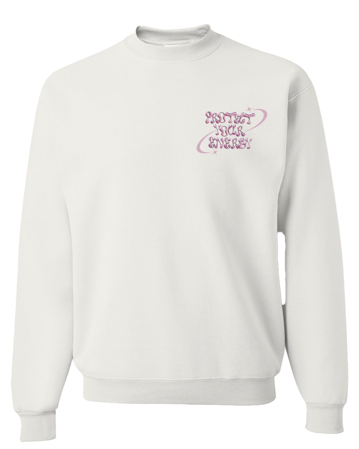 Protect Your Energy Metallic - White Crewneck